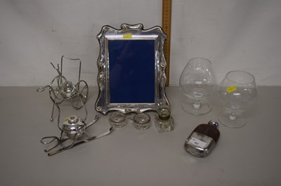 Lot 93 - Mixed Lot: White metal picture frame, brandy...