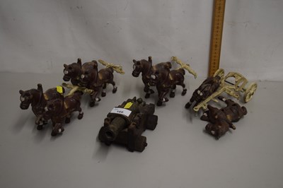 Lot 160 - Model cannon and horses