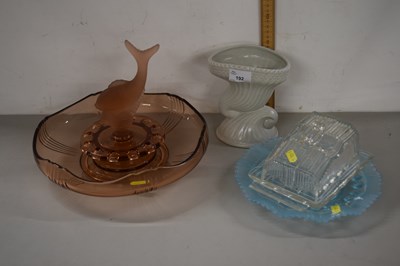 Lot 192 - A glass centrepiece with fish model, together...