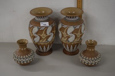 Lot 194 - Pair of Doulton Lambeth Silicon vases with...