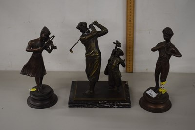 Lot 203 - Four metal figures including two figures of...