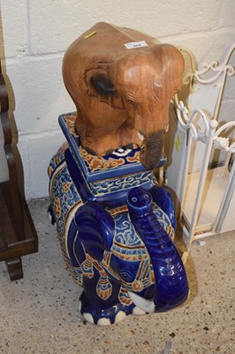 Lot 260 - A glazed elephant stool/jardiniere stand and a...