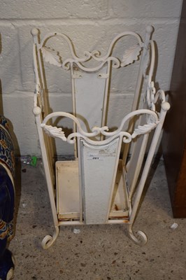 Lot 261 - A cream metal and wood framed umbrella stand