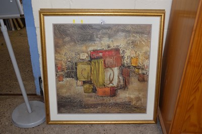 Lot 270 - Pair of contemporary abstracts in gilt frames