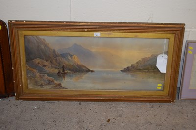 Lot 279 - Mountainous lakeside scene, watercolour,...