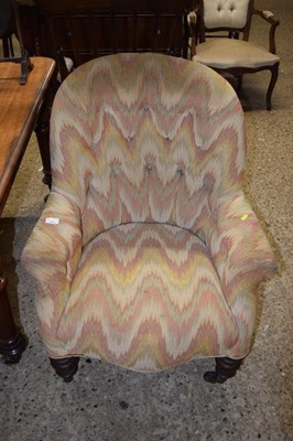 Lot 305 - Button backed upholstered armchair on turned...