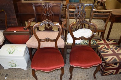 Lot 339 - Two mahogany dining chairs and two balloon...