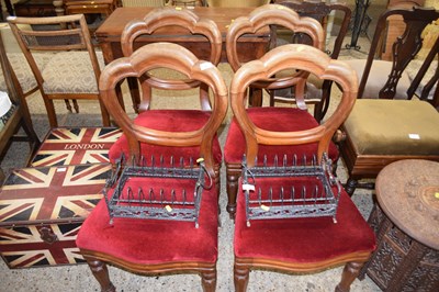 Lot 341 - A set of four balloon back and red velvet...