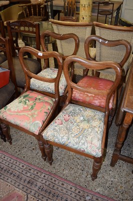 Lot 347 - Four similar balloon back mahogany dining chairs