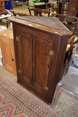 Lot 358 - Oak corner cupboard with single drawer