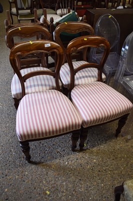 Lot 369 - Two pairs of balloon back dining chairs with...