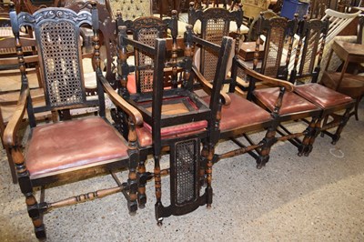 Lot 396 - A set of four cane backed dining chairs and...