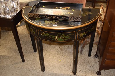 Lot 403 - A chinoiserie style demi lune side table with...