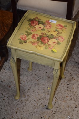 Lot 406 - Small square side table decorated with roses