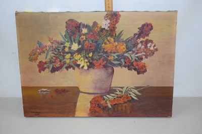 Lot 45 - Floral still life by G Turrell, 1945, oil on...