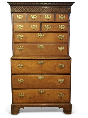 Lot 575 - A George III Oak Chest on Chest the top...