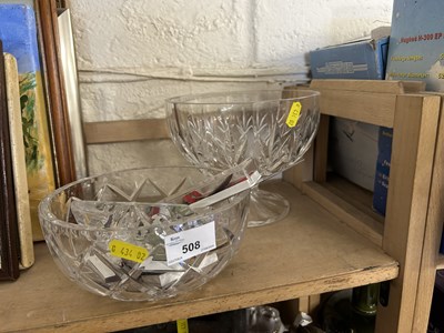 Lot 508 - Two cut glass bowls and a small quantity of...