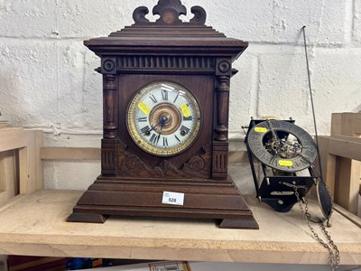 Lot 528 - Oak cased mantel clock and a wall mounted...