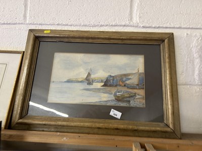 Lot 569 - Boats on the shore, watercolour, framed and...