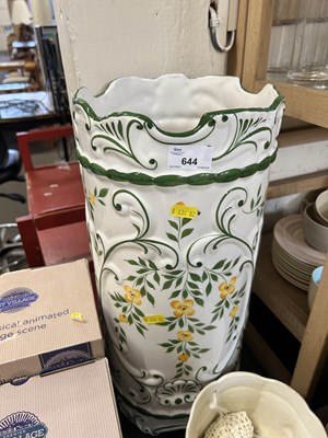 Lot 644 - A green and yellow floral decorated ceramic...