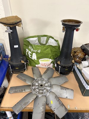 Lot 677 - A large cast cooling fan together with various...