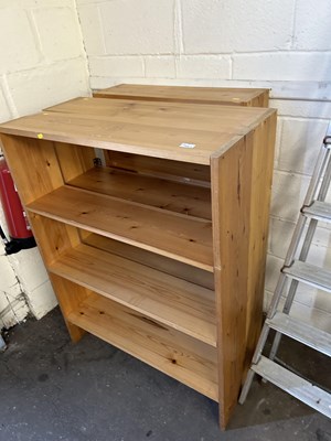 Lot 744 - Three small pine bookshelves