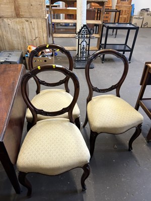 Lot 769 - Three upholstered mahogany balloon back chairs...