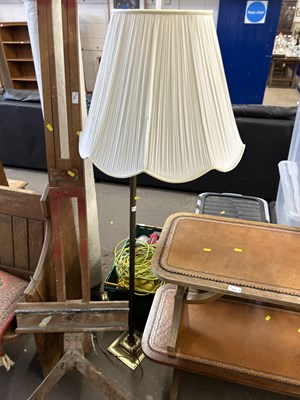 Lot 794 - Brass column style lamp standard and shade