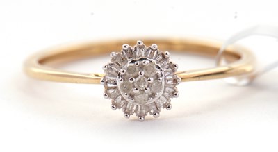 Lot 58 - A 9ct diamond cluster ring, set wtih small...