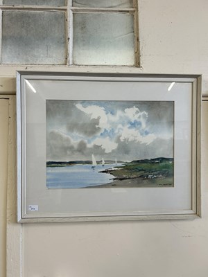 Lot 711 - Framed watercolour, boats at sail, signed...