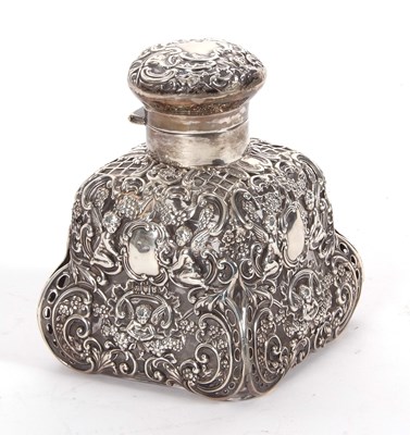 Lot 3 - A late Victorian silver mounted glass scent...