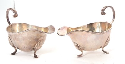 Lot 5 - Pair of George V silver sauce boats of typical...