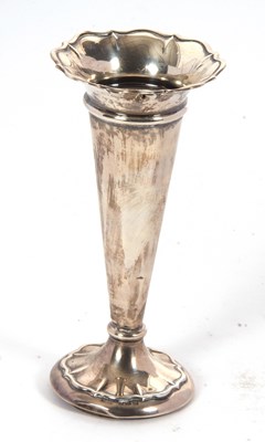 Lot 11 - George V silver trumpet vase, loaded,...