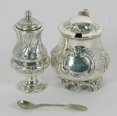 Lot 24 - Mixed Lot: Victorian silver mustard having...