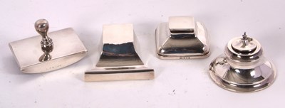 Lot 26 - A group of three hallmarked silver inkwells,...