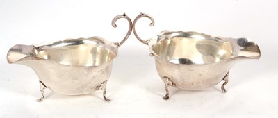 Lot 37 - Pair of George V silver sauce boats of typical...