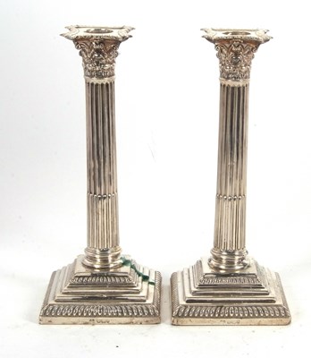 Lot 47 - A pair of Edwarding silver candlesticks having...