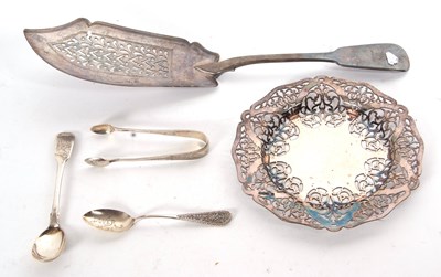 Lot 65 - Mixed Lot: William IV silver fiddle pattern...