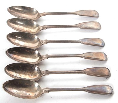 Lot 77 - A set of six Victorian fiddle and thread...