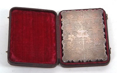 Lot 106 - Victorian cased silver card case with chased...