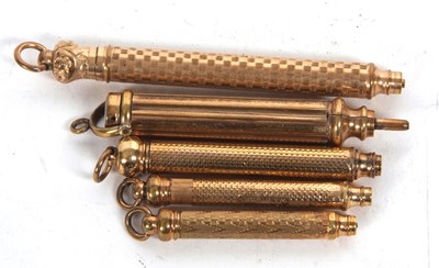 Lot 107 - Group of five metal cased propelling pencils