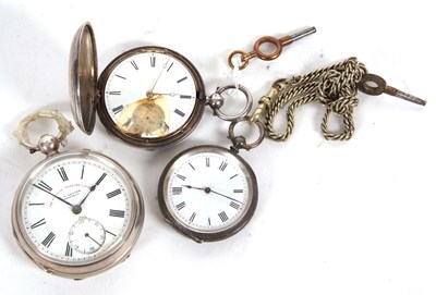 Lot 207 - Mixed Lot: Three silver pocket watches, all...