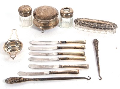 Lot 134 - Mixed Lot: Hallmarked silver tea strainer,...