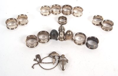 Lot 142 - Mixed Lot: A set of six silver serviette rings...