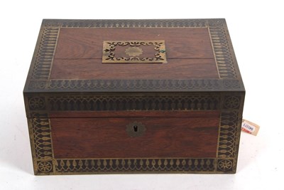 Lot 144 - Regency rosewood and brass inlaid vanity box...