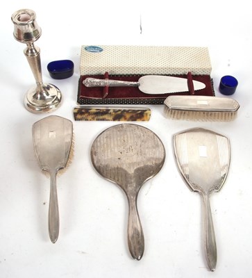 Lot 174 - Mixed Lot: Matching four piece silver back...