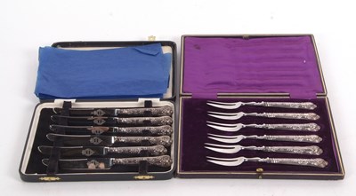 Lot 189 - Mixed Lot: Cased set of silver handle pastry...