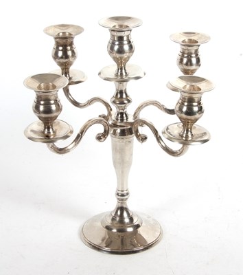 Lot 193 - Modern silver plated four branch candelabra,...