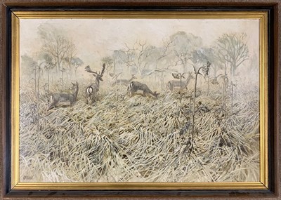 Lot 134 - Ken Turner (British, b.1926), 'Fallow Deer and...