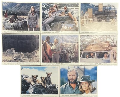 Lot 58 - A set of 8 colour lobby cards for Living Free,...